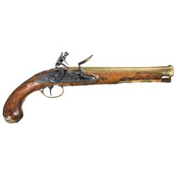 Hughes Marked Brass Barrel Flintlock Pistol