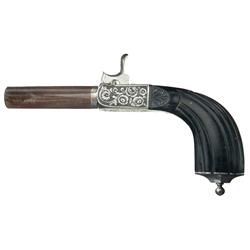 Engraved Screw Barrel Folding Trigger Percussion Pocket Pistol