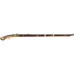 Attractive Japanese Matchlock Rifle with Numerous Engraved Brass Accents