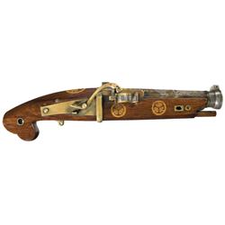 Excellent Japanese Matchlock Pistol with Elaborate Gold and Silver Inlays
