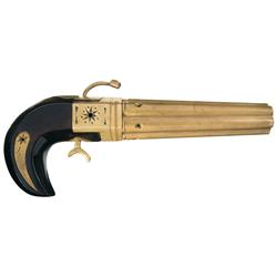 Unidentified Brass Framed Matchlock Pepperbox Hand Cannon