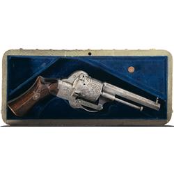 Uniquely Cased Engraved French Pinfire Revolver