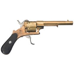 Unique Brass Le Faucheux Double Action Pinfire Revolver