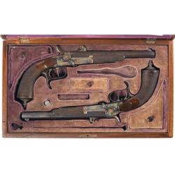 Cased Pair of Francotte Target Pistols Made for a Buenos Aries Dealer A) Francotte Single Shot Targe