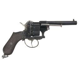 Engraved European Twelve Shot Double Action Pinfire Revolver