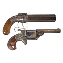 Two Antique Handguns A) Allen & Thurber Dragoon Size Percussion Pepperbox Revolver 