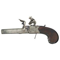 Gill Marked English Tap Action Flintlock Pistol