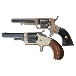 Two Spur Trigger Revolvers A) F.D. Bliss Brass Frame Pocket Revolver 