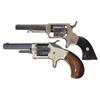 Image 1 : Two Spur Trigger Revolvers A) F.D. Bliss Brass Frame Pocket Revolver 