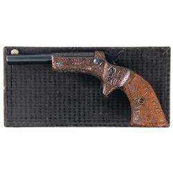 Uniquely Relief Chiseled Engraved J. Stevens Number 41 Single Shot Tip-Up Pistol with Box