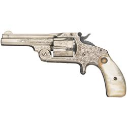 Engraved Smith & Wesson 2nd Model Single Action Revolver with Pearl Grips