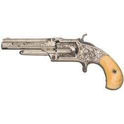 Engraved Smith & Wesson Model 1 1/2 Second Issue Revolver with Ivory Grips