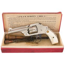 Smith & Wesson Third Model 38 Safety Hammerless Double Action Revolver with Box and Pearl Grips