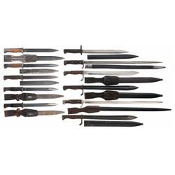 Five WWII 98K Nazi Bayonets and Six German Bayonets with Sheaths