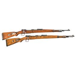 Two WWII Nazi Model 98K Rifles A) Gustloff-Werke "bcd/ 4" Code Model 98K Bolt Action Rifle with Bayo