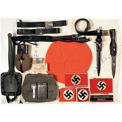 Assorted Grouping of Military Accoutrements, Including Nazi and Japanese Items