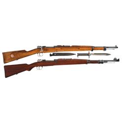Two European Bolt Action Rifles A) Husqvarna Model 1938 Rifle with Bayonet 
