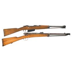 Two Italian Carbines A) Italian Model 1938 Cavalry Carbine with Folding Bayonet 