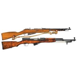 Two Russian Long Arms A) Russian Model 44 Bolt Action Carbine with Folding Bayonet 