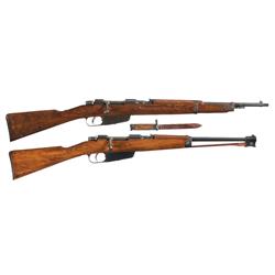 Two Italian Carbines A) Nazi Proofed Terni Model 1938 Bolt Action Carbine with Bayonet 