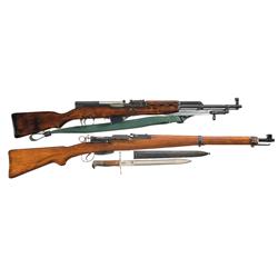 Two SKS Rifles A) Russian SKS Semi-Automatic Rifle with Sling and Bayonet 