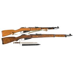 Two Moisin-Nagant Action Military Bolt Actions A) Polish Model 44 Mosin-Nagant Carbine with Sling an