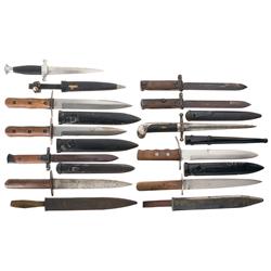 Group of Ten Knives and Bayonets, Mostly Italian