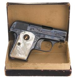 Factory Engraved Colt Model 1908 Hammerless 25 Caliber Semi-Automatic Pistol with Factory Letter