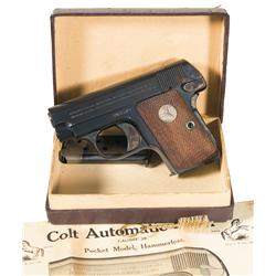 Excellent Colt Model 1908 Hammerless .25 Pocket Pistol with Box