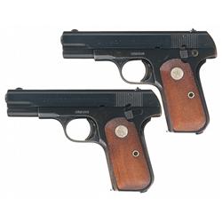 Two Consecutively Serialized Colt Model 1903 Pocket Hammerless Semi-Automatic Pistols A) Colt Model 