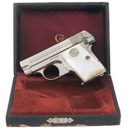 Outstanding Presentation Cased Colt Model 1908 .25 Hammerless Pocket Semi-Automatic Pistol with Pear