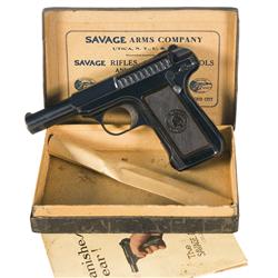 Outstanding Savage Model 1907 Semi-Automatic Pistol with Box and Roe Clark Letter