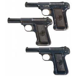 Collector's Lot of Three Savage Semi-Automatic Pistols A) Rare Savage Model 1915 Semi-Automatic Pist