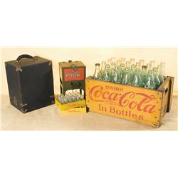 Very Rare Cased Junior Salesman's Sample Coca-Cola Cooler and Coca-Cola Bottles with Crate