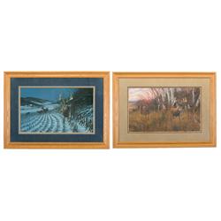 Two Deer Themed Limited Edition Wild Wings Framed Prints with Certificates of Authenticity