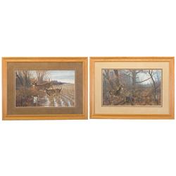 Two Deer Themed Framed Limited Edition Prints by Michael Sieve for Wild Wings with Certificates of A