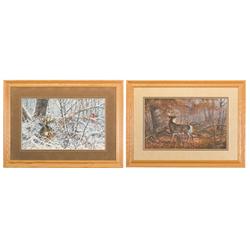 Two Limited Edition Framed Deer Prints by Michael Sieve for Wild Wings Collections