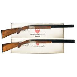 Two Boxed Ruger Red Label Shotguns A) Engraved Gold Ruger Red Label Over & Under Shotgun 