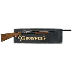 Engraved Gold Accent Browning Grade V Model 12 Slide Action Shotgun with Box