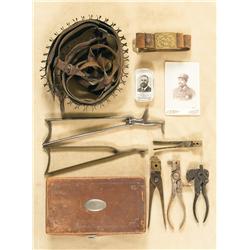 Miscellaneous Items Including a Rare Parker Brothers Marked Shotgun Belt and Bullet Molds