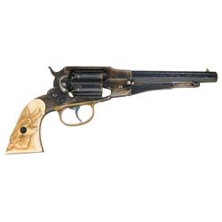Scarce Early Fluted Cylinder Remington Rider Percussion Double Action Revolver with Magnificent Reli