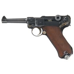Excellent Mauser "S/ 42" Code 1936 Production Luger Pistol with Two Matching Magazines and 1936 Hols