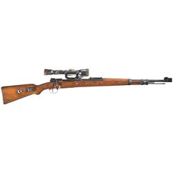 J. P. Sauer "147" Code K98 Sniper Rifle with Short Side Rail Mount and SS Stamped Ajack Scope