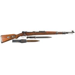 Scarce WWII "ax" Code Feinmechansiche Werke K98 Bolt Action Rifle with Bayonet