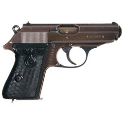Late Wartime Production Walther PPK Semi-Automatic Pistol with Scarce Black Party Leader Grips