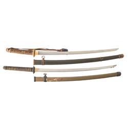 Two Japanese Swords with Sheaths and Signed Nakago