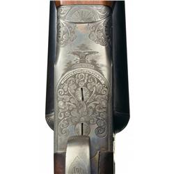 Engraved and Gold Inlaid New Ithaca Double Model Grade 5E Double Barrel Shotgun with Vent Rib