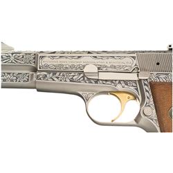 Cased Engraved Belgian Browning High Power Semi-Automatic Pistol