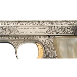 Engraved Baby Browning Renaissance Semi-Automatic Pistol with Case