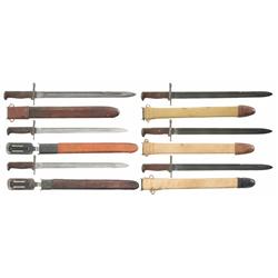 Six U.S. Model 1905 Bayonets with Scabbards